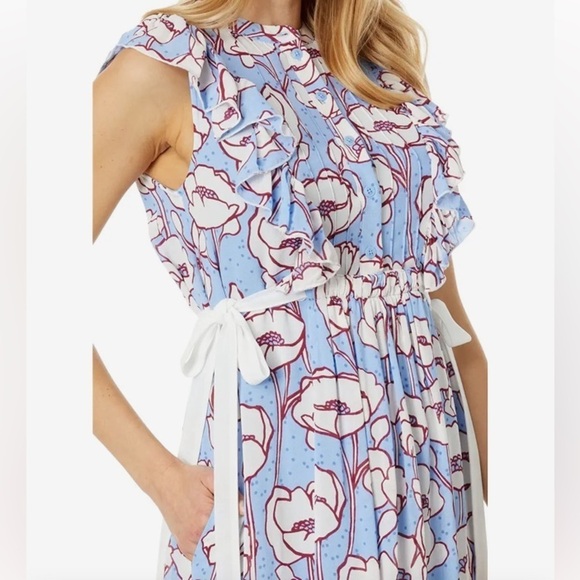 TED BAKER Tindraa Floral Frill Midi Dress Size 5 US 12 Ruffle Feminine Coquette - Picture 7 of 16